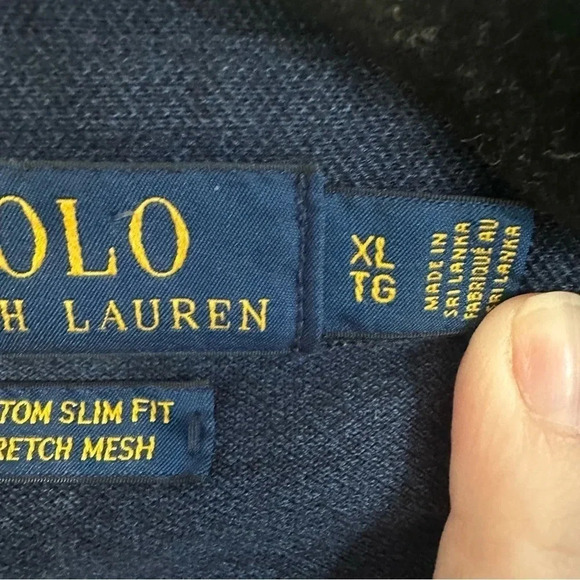 Polo Ralph Lauren Men's Navy Blue Custom Slim Fit Stretch Mesh Size XL GUC - Picture 6 of 9